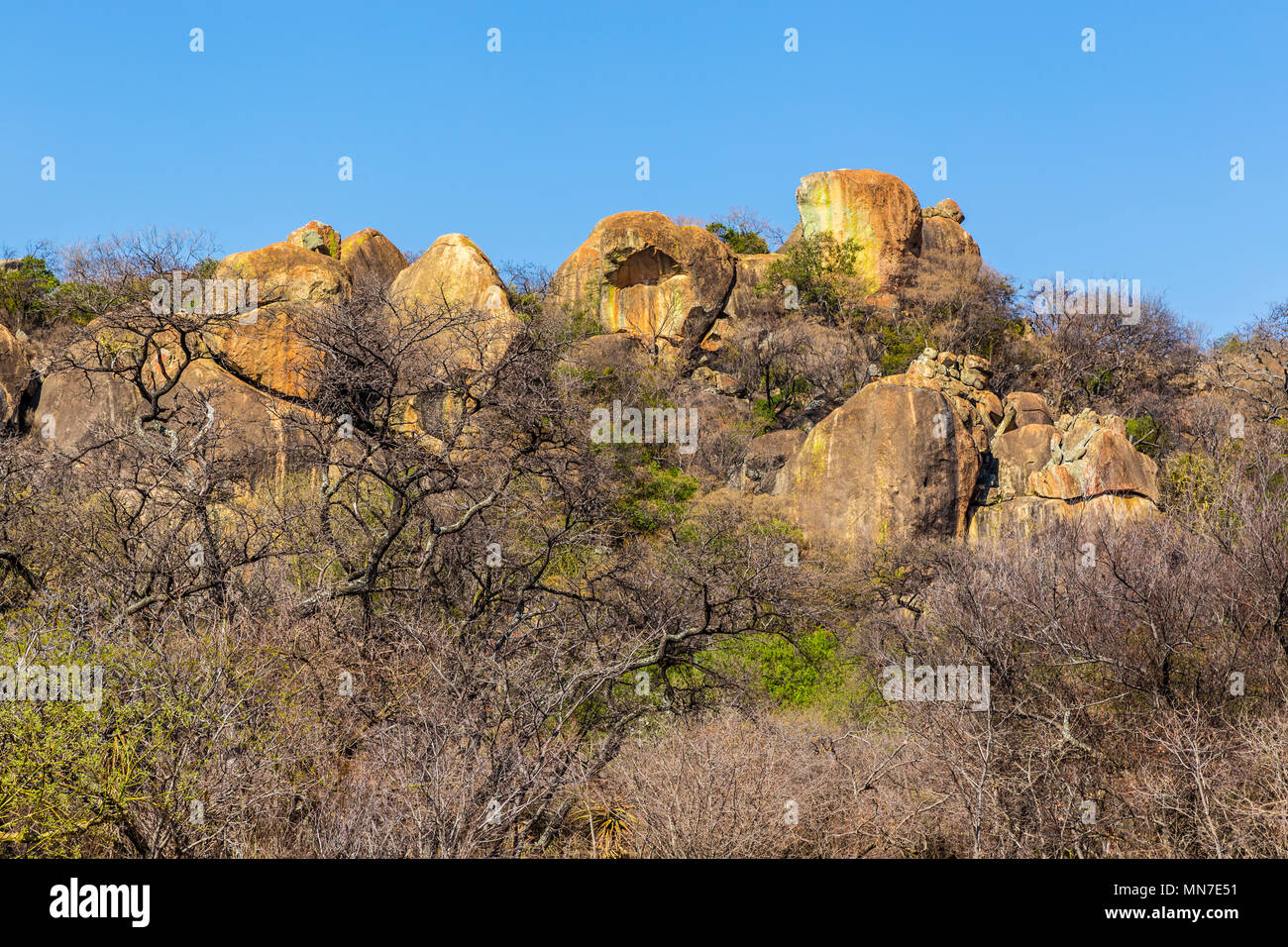Granitfelsen im Matobo Nationalpark, Simbabwe. September 23, 2016. Stockfoto