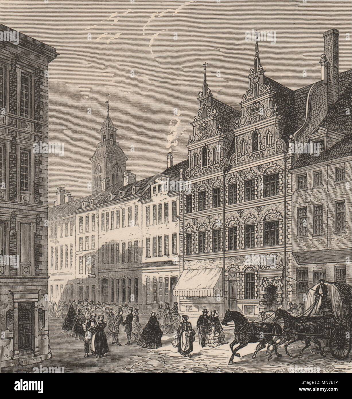 Kopenhagen. Eine Straße in der Stadt. Dänemark 1882 alte antike Bild drucken Stockfoto