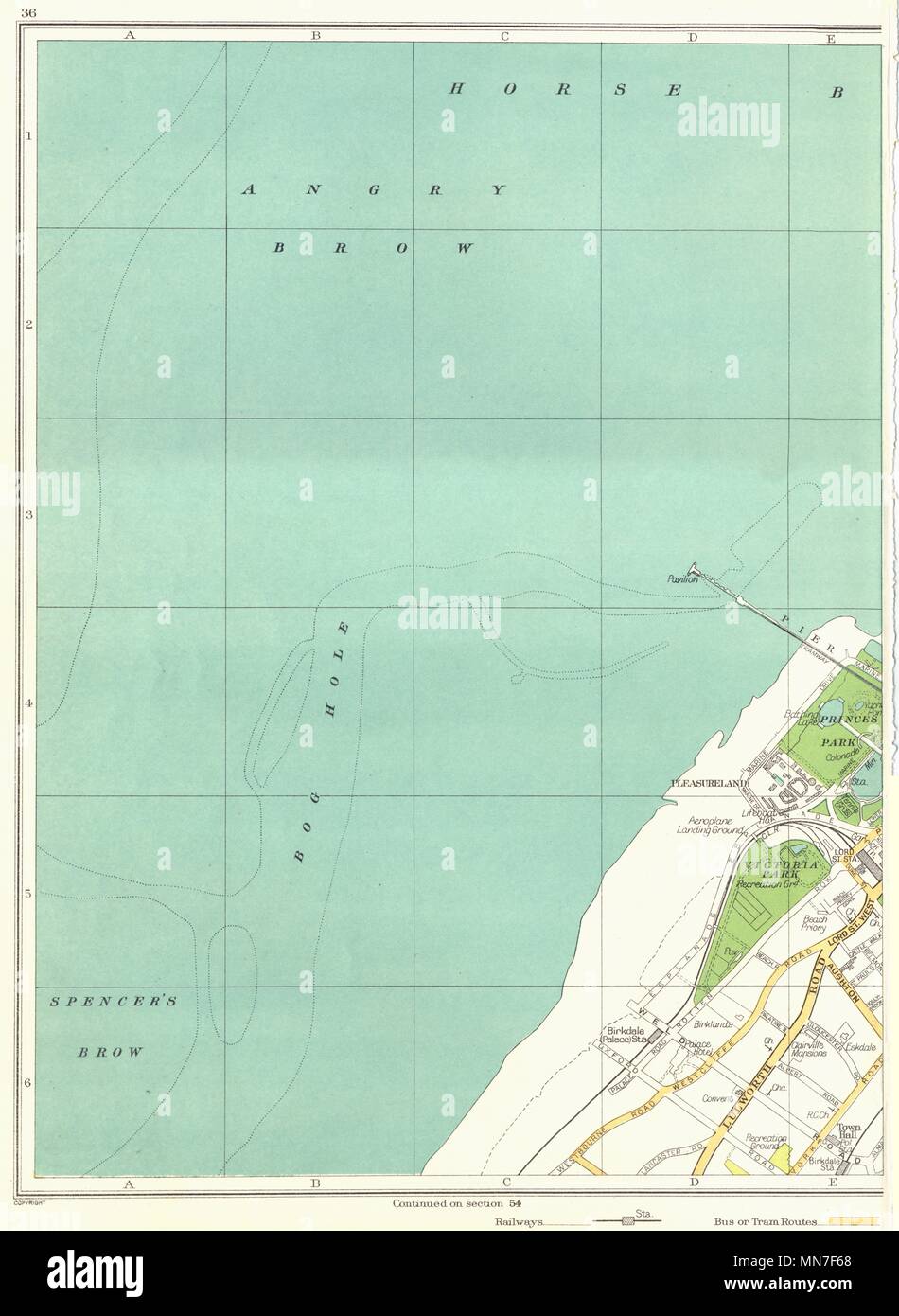LANCS. Southport, Bog Loch, verärgert die Stirn, Victoria Park, Pleasureland 1935 alte Karte Stockfoto