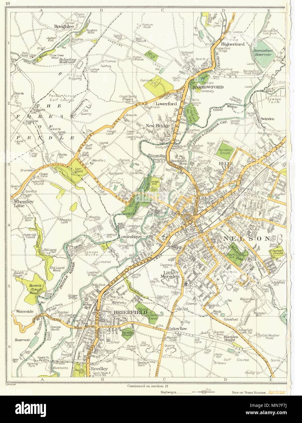 NELSON. Brierfield, wenig Marsden, Belle, Wheatley Lane, Barrowford 1935 alte Karte Stockfoto
