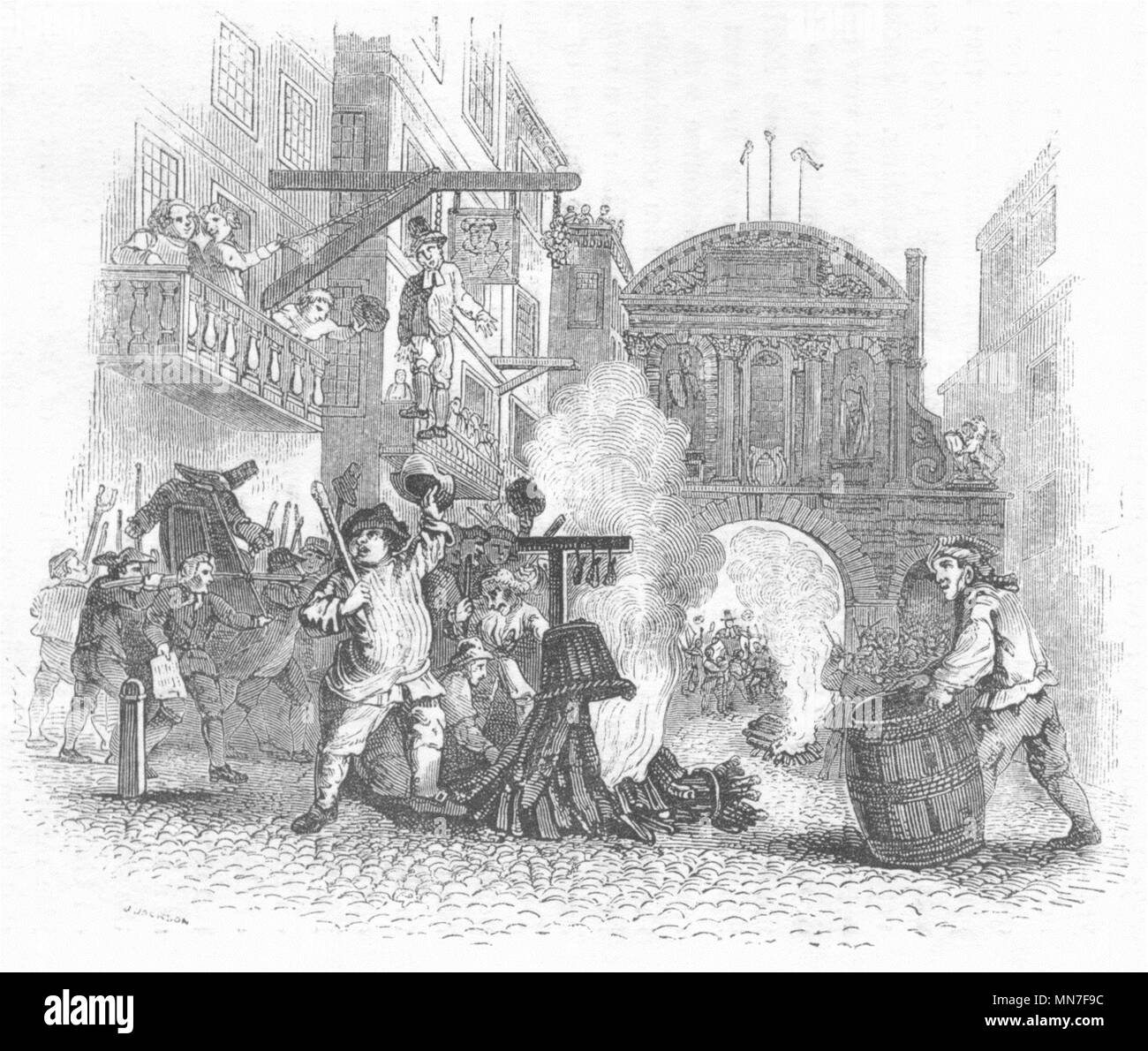 LONDON. Temple Bar (Hogarth) 1845 alte antike vintage Bild drucken Stockfoto