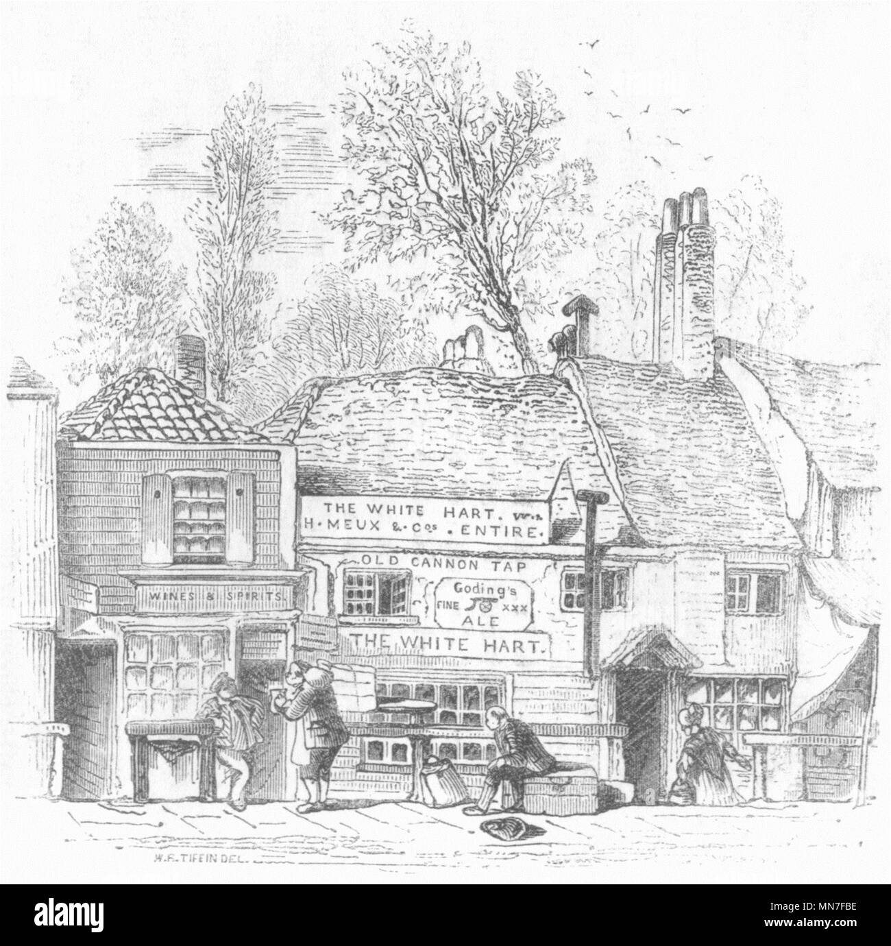 LONDON. Bewässerung Haus, Knightsbridge, 1841 1845 alte antike Bild drucken Stockfoto