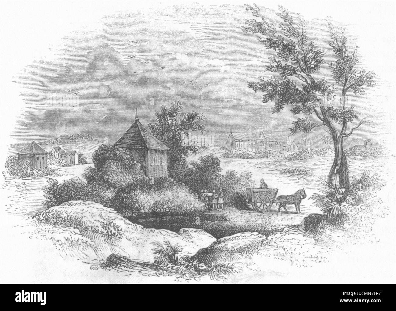 LONDON. Pest Haus, Tothill Felder (von Hollar) 1845 alte antike Bild drucken Stockfoto
