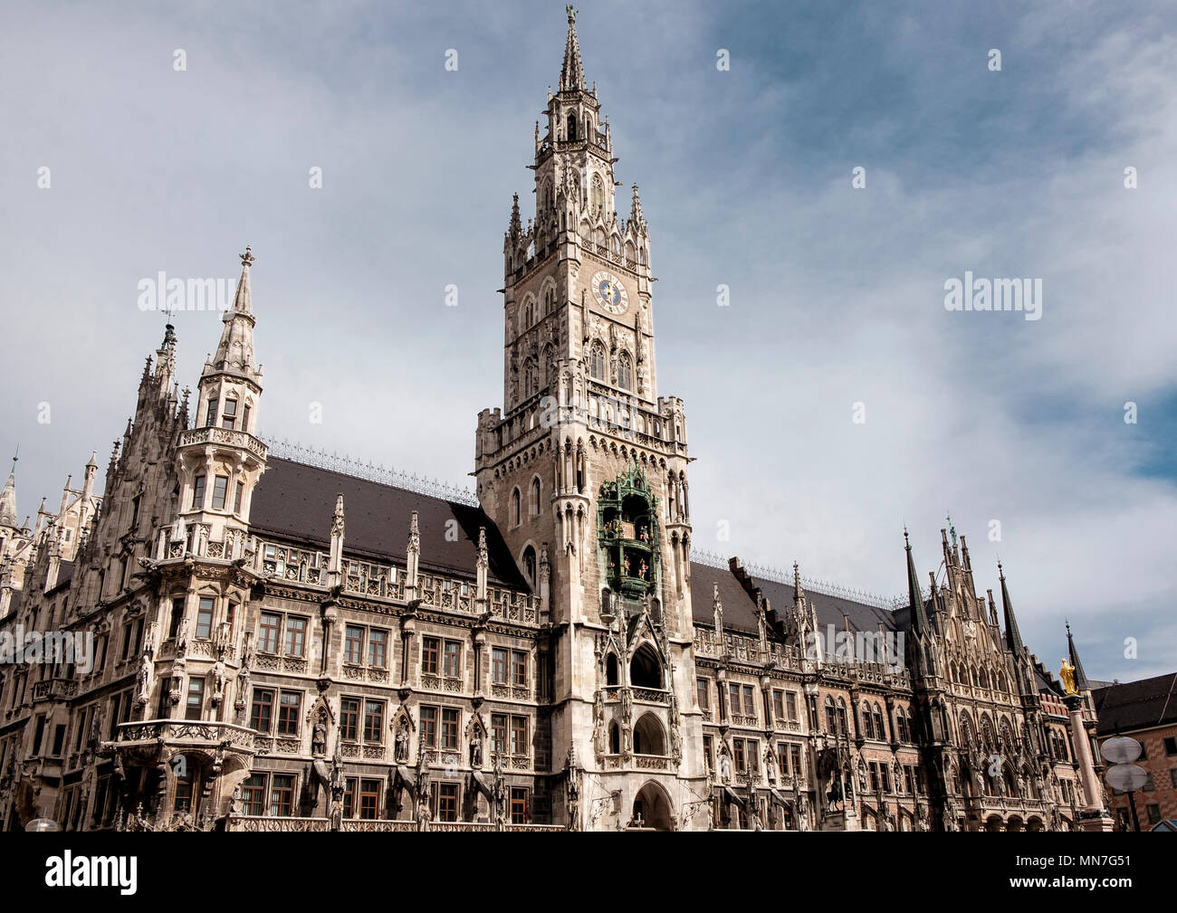 Die Architektur des Rathauses, Marienplatz, München Stockfoto