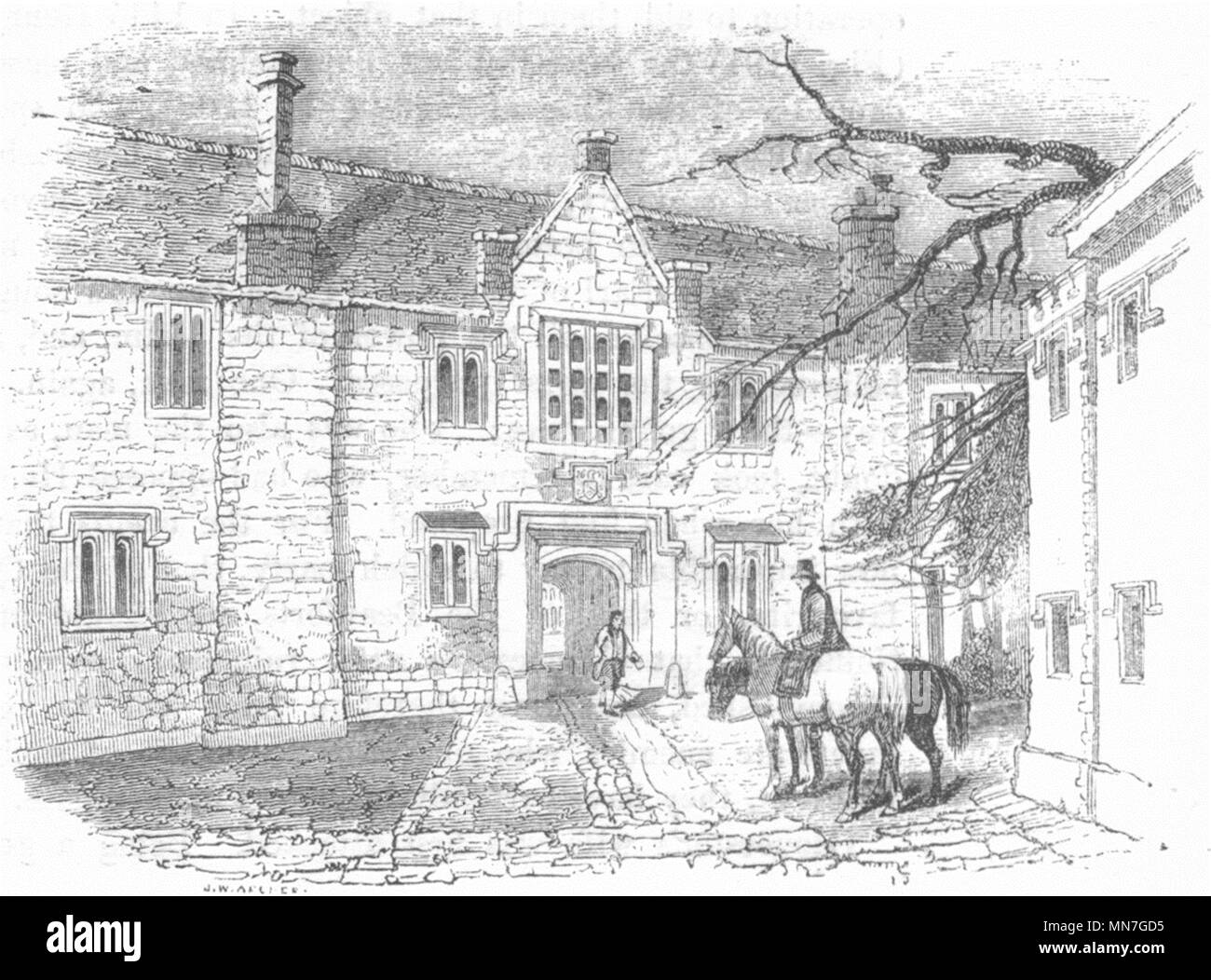 Paläste. Innere Gateway, Charter-House 1845 alte antike vintage Bild drucken Stockfoto