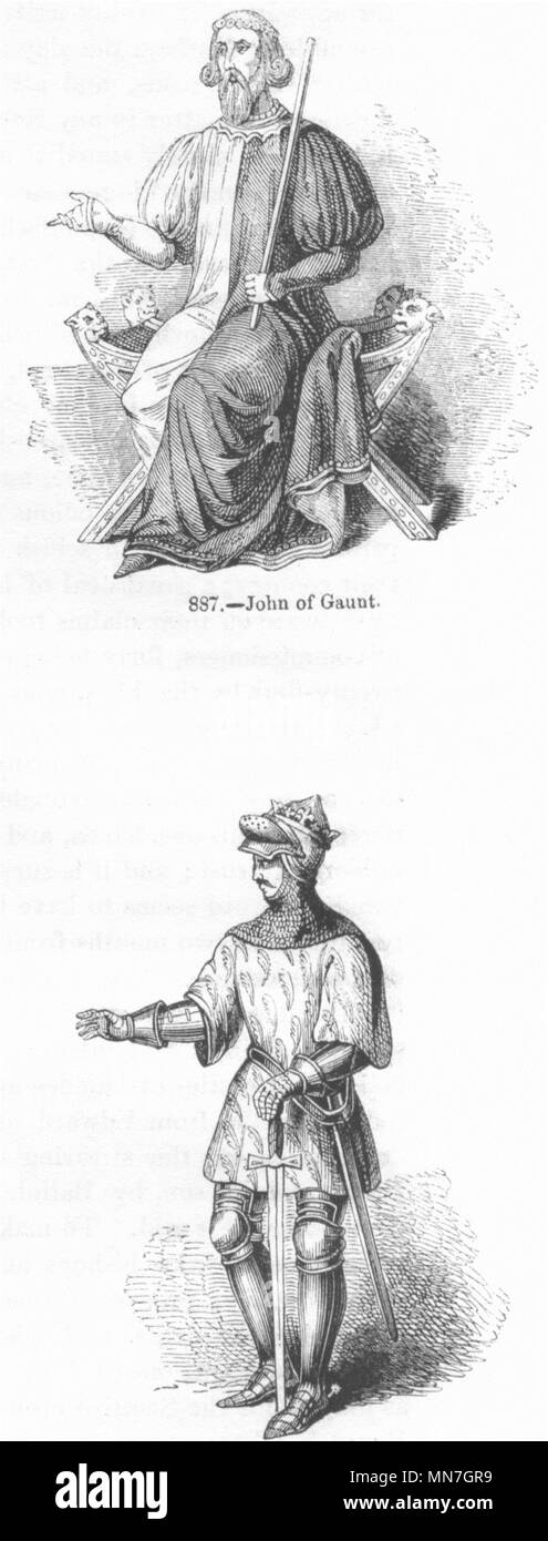 Porträts. John von Gaunt; Richard II 1845 alte antike vintage Bild drucken Stockfoto