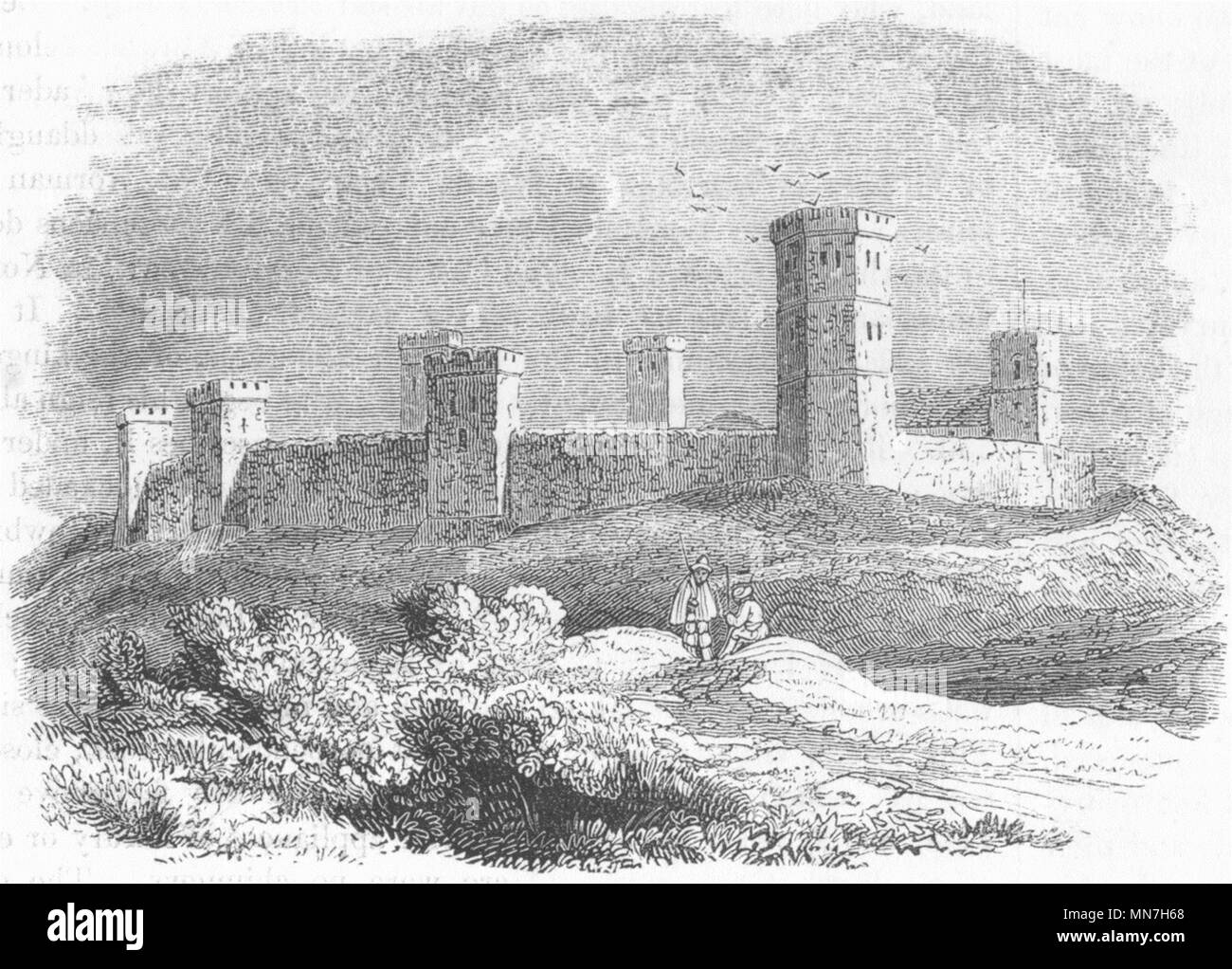 OXON. Oxford Castle, 15. Jahrhundert 1845 alte antike vintage Bild drucken Stockfoto