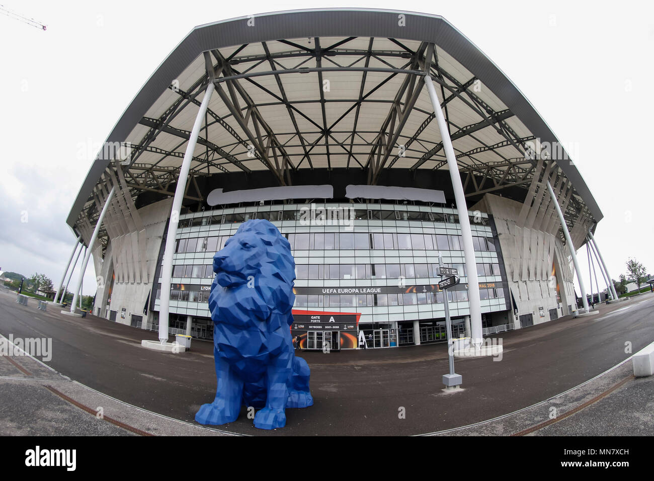 Lyon, Frankreich. 15 Mai, 2018. Einen allgemeinen Überblick über Parc Olympique Lyonnais vor der Europa League Finale bei Parc Olympique Lyonnais Mai in Lyon, Frankreich 15 2018. (Foto von Daniel Chesterton/phcimages.com) Credit: PHC Images/Alamy leben Nachrichten Stockfoto