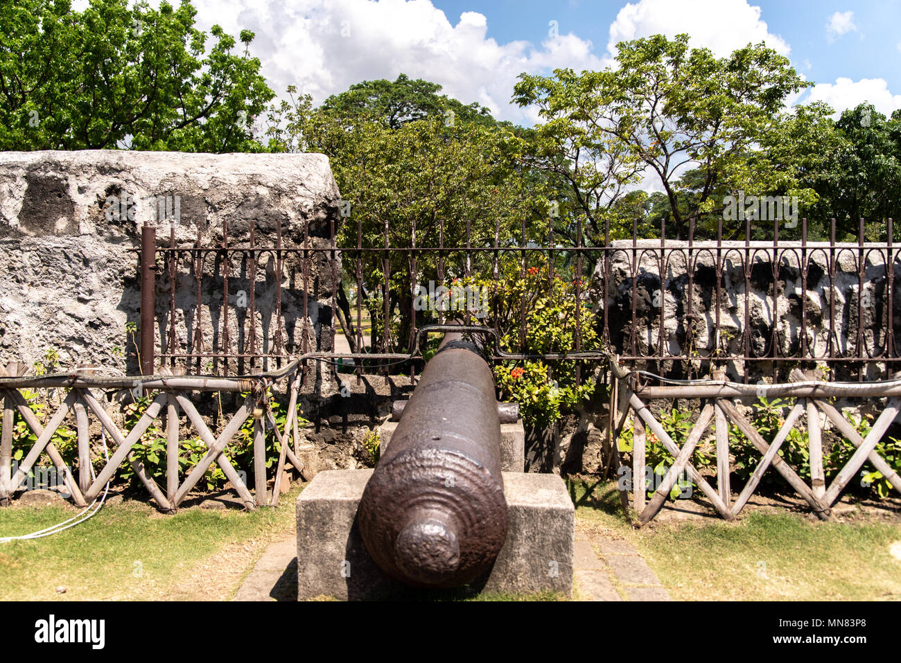 Kanone bei Fort San Pedro in Cebu City, Philippinen Stockfoto