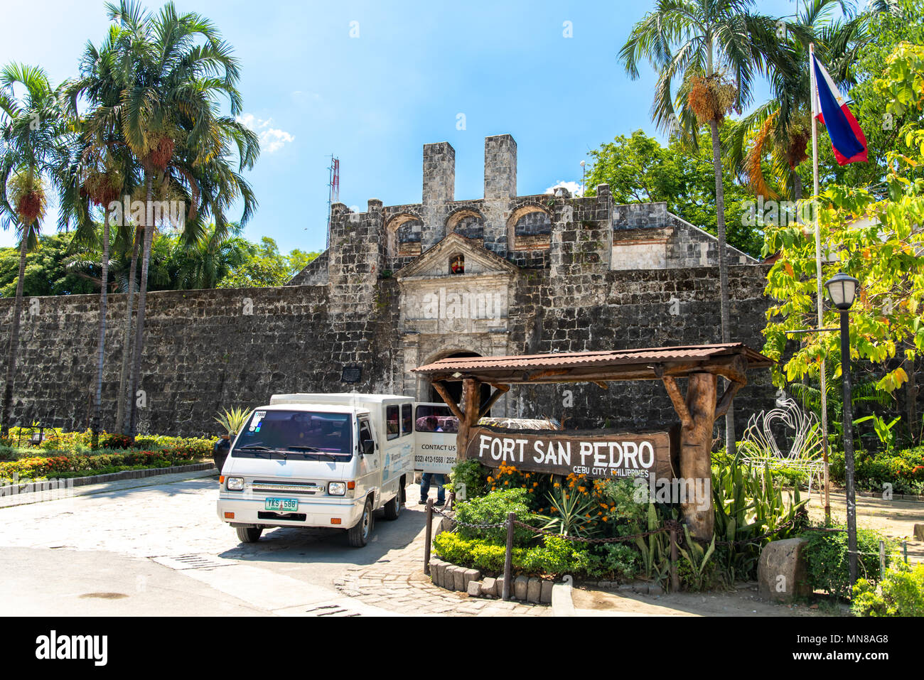 Cebu City, Philippinen Apr 25,2018 - Parkplatz am Fort San Pedro Stockfoto