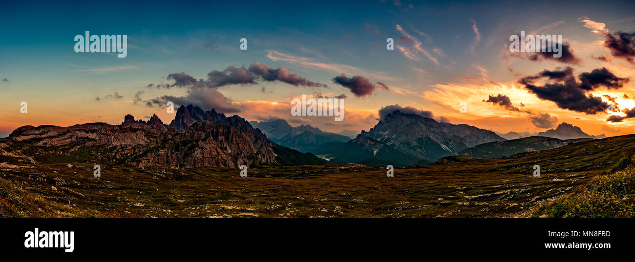 Panorama Nationalpark Drei Zinnen in den Dolomiten Alpen. Schönen natur von Italien. Stockfoto