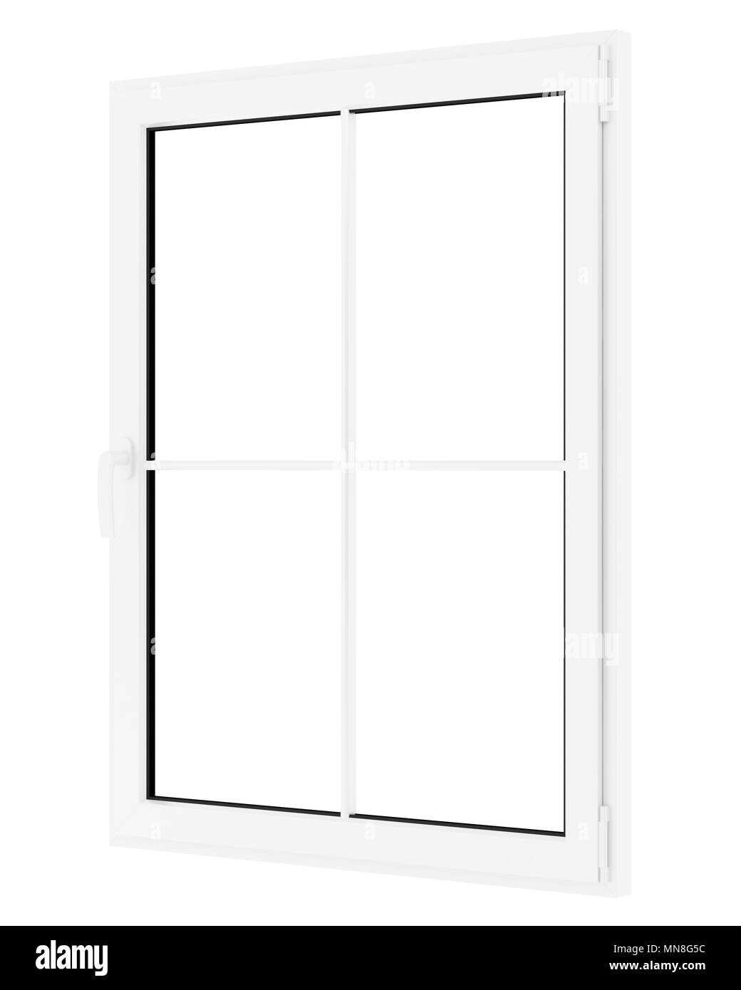 Fenster isoliert auf weißem Hintergrund. 3D-Darstellung Stockfoto