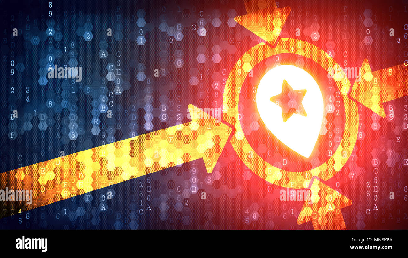 Geo Targeting Konzept auf digitalen Hintergrund. Stockfoto