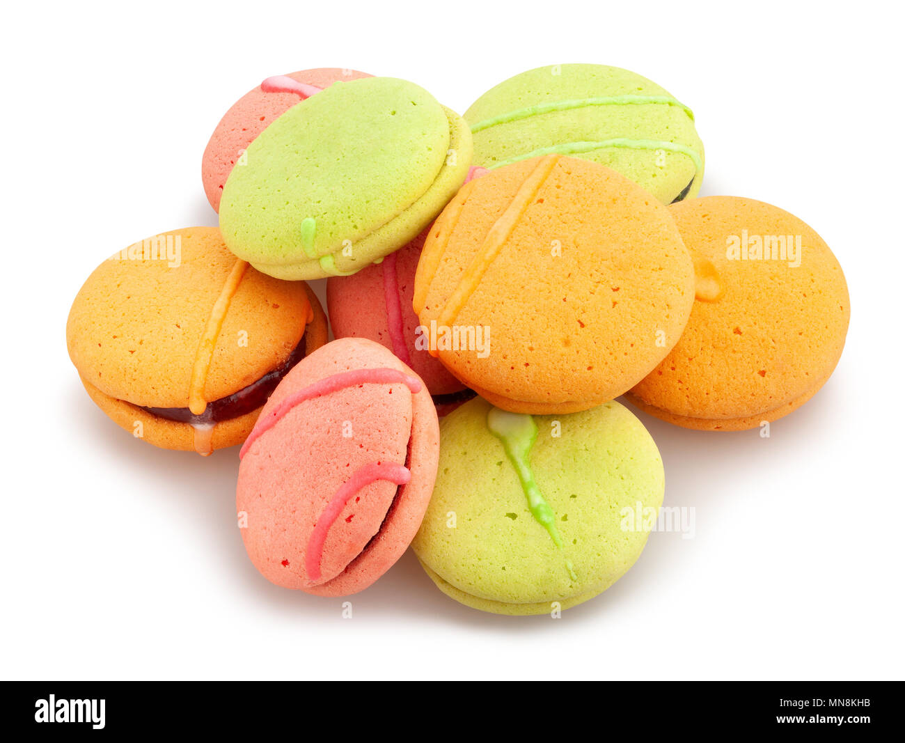 Macarons cookies Pfad isoliert Stockfoto