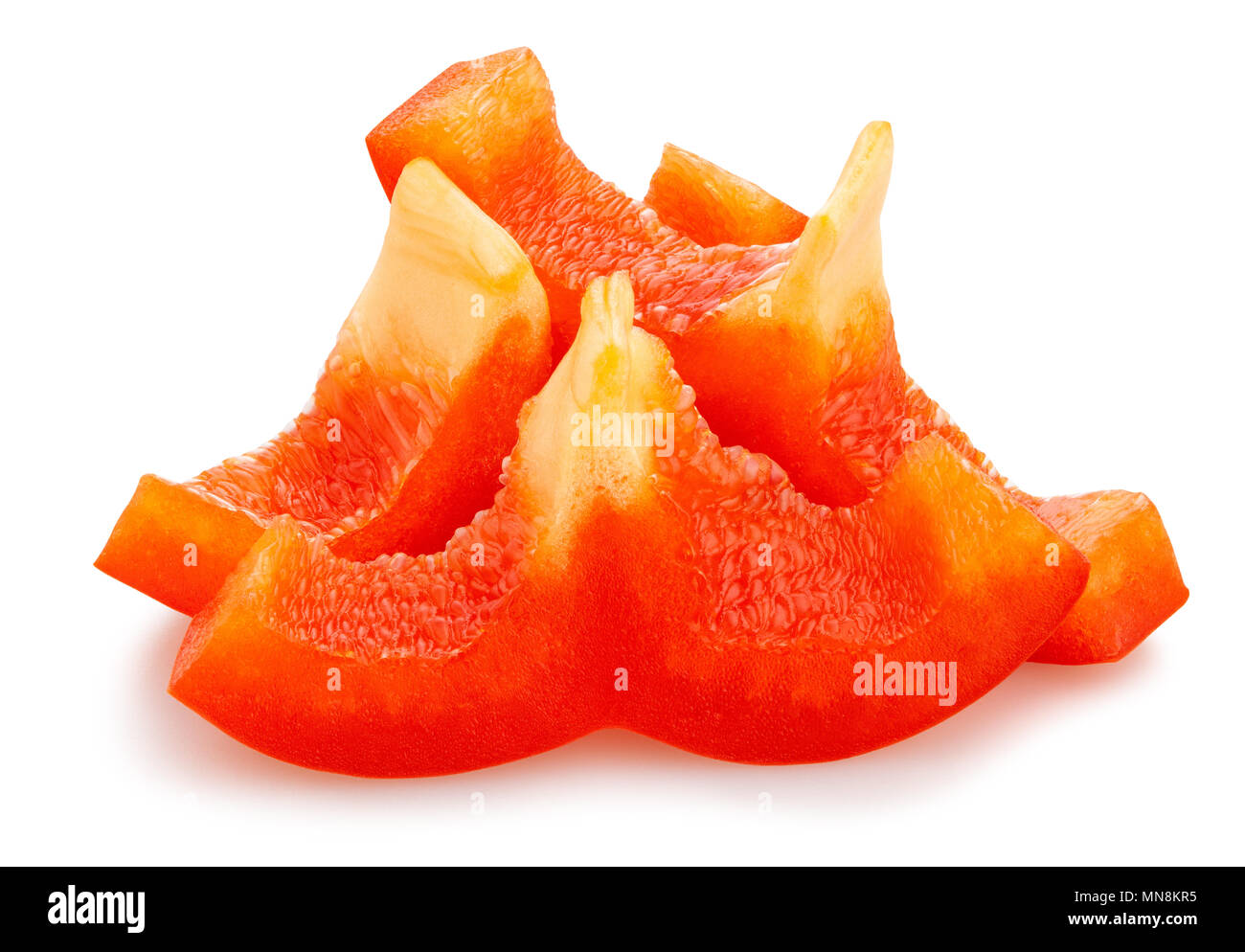 In Scheiben geschnittene Paprika Pfad isoliert Stockfoto