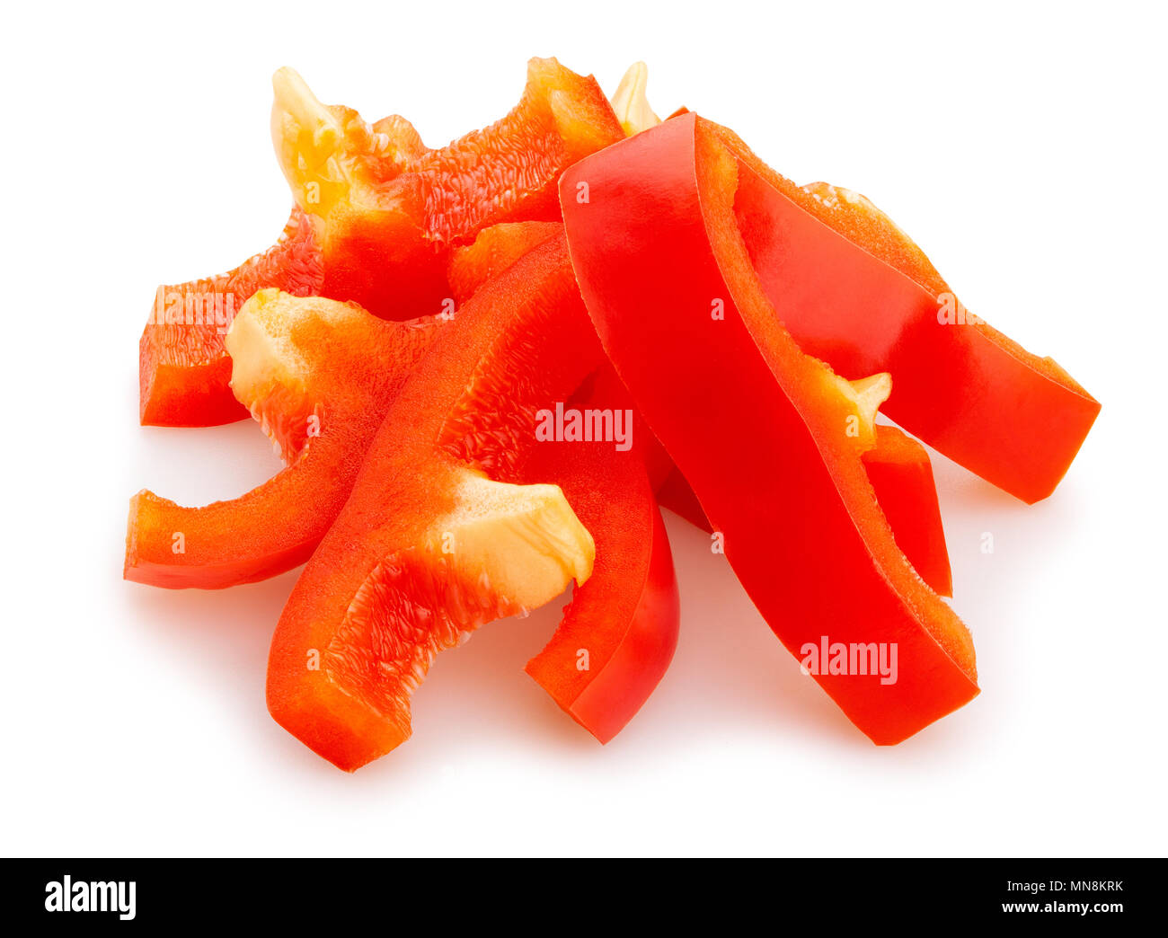 In Scheiben geschnittene Paprika Pfad isoliert Stockfoto