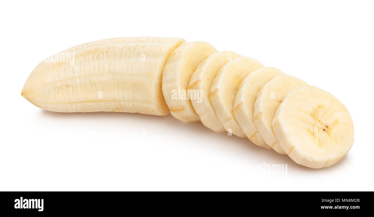 Bananenscheiben Pfad isoliert Stockfoto
