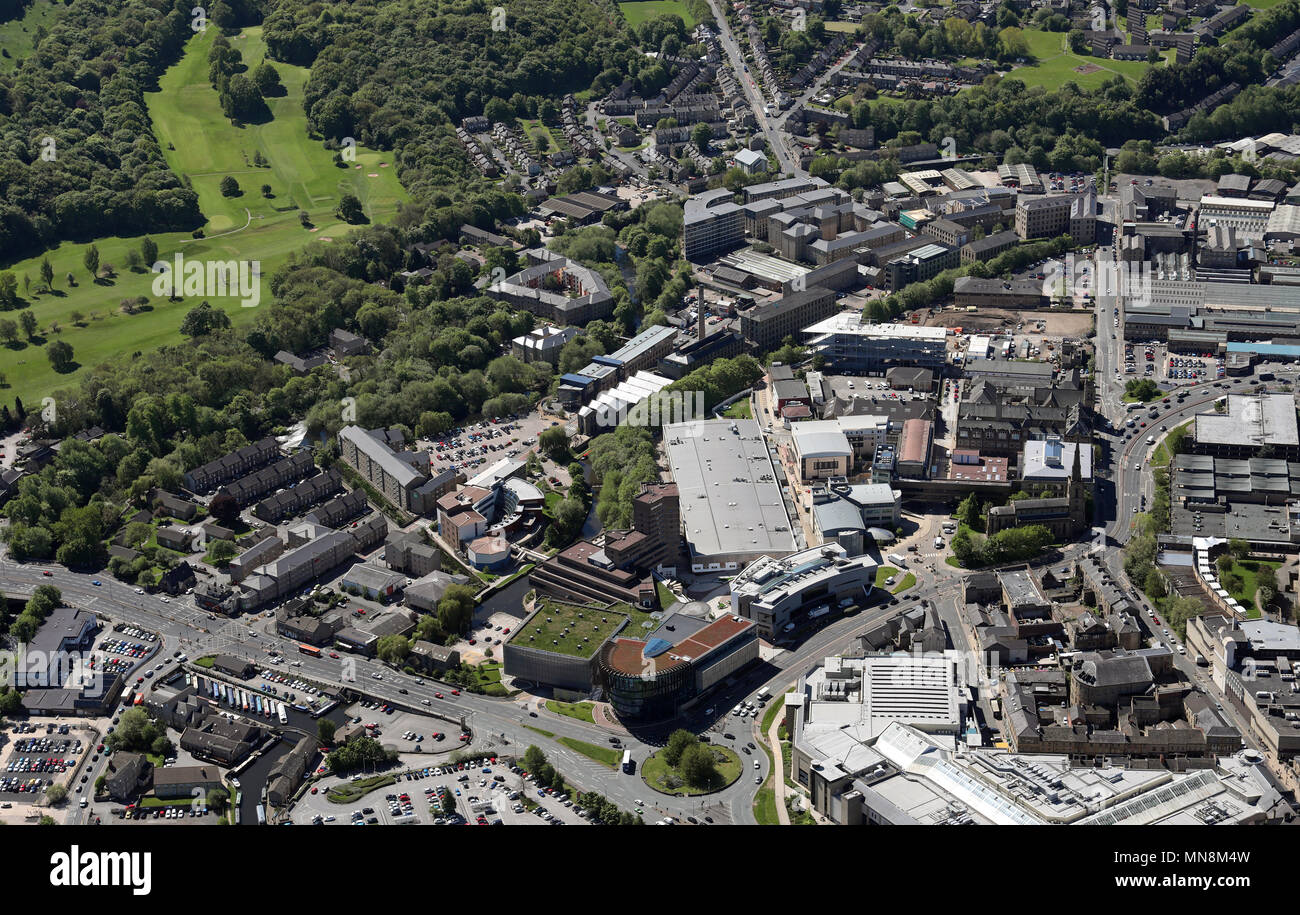 Luftaufnahme der Universität Huddersfield, West Yorkshire, UK Stockfoto