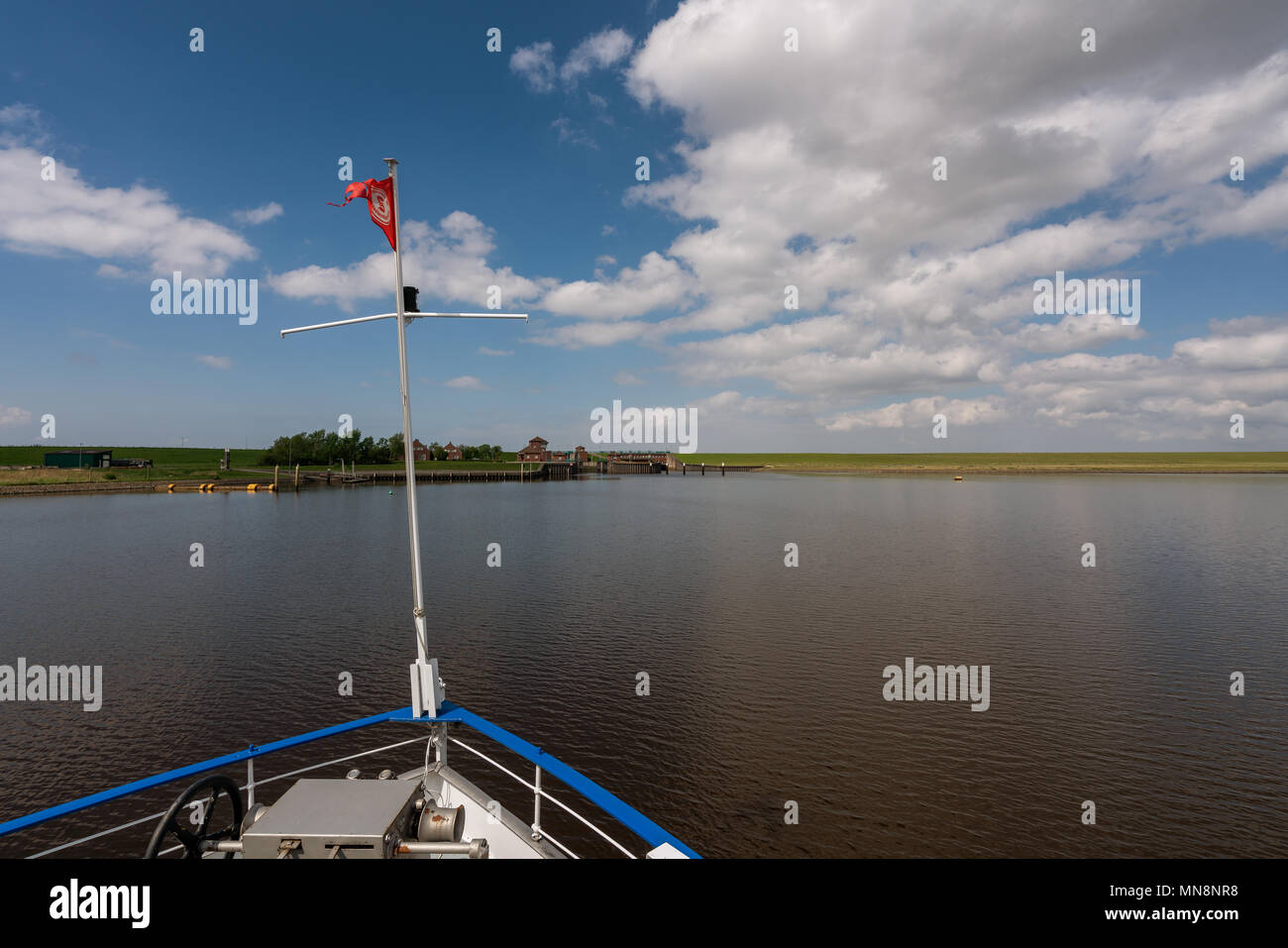 Lock (Wasser Navigation) Leysiel. Sperrwerk Leysiel - Schleuse Leysiel. Stockfoto