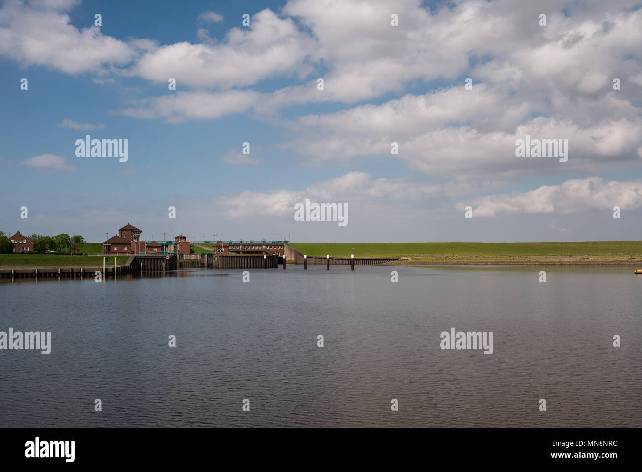 Lock (Wasser Navigation) Leysiel. Sperrwerk Leysiel - Schleuse Leysiel. Stockfoto