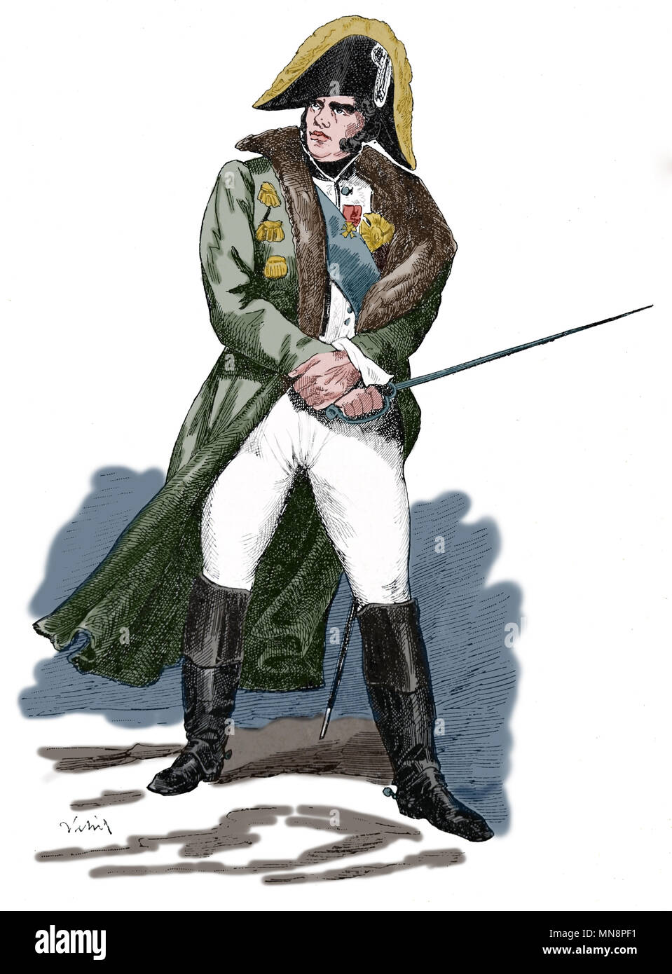 Michel Ney (1769-1815). Französische Soldaten und militärischer Befehlshaber und 18 Marschälle des Reiches. Porträt. Gravur, 19 Cent. Stockfoto