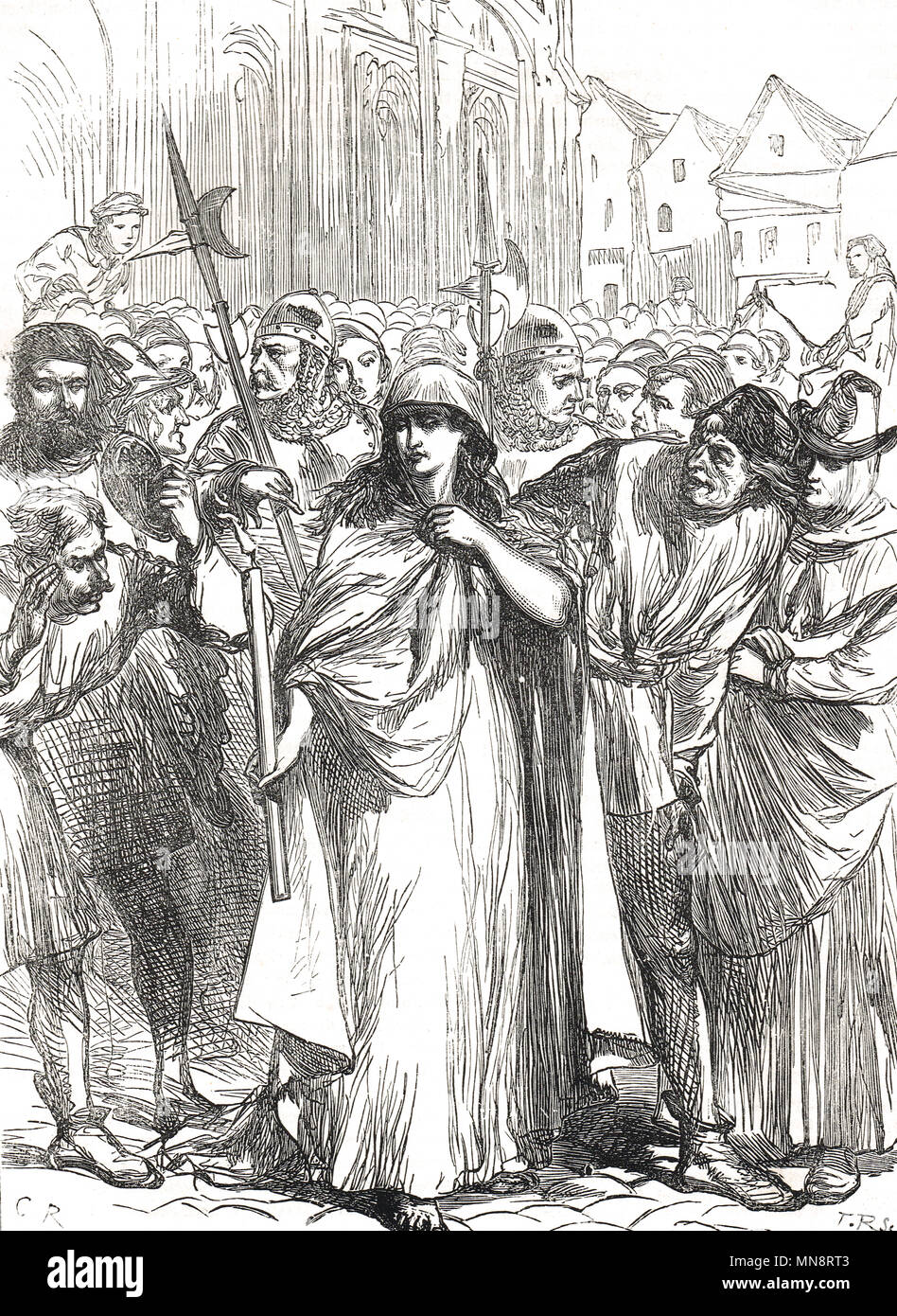 Die Buße von Jane Shore, circa 1483, Herrin von König Edward IV. von England, warf der Verschwörung gegen die Regierung des Protector (Richard, Herzog von Gloucester), Stockfoto