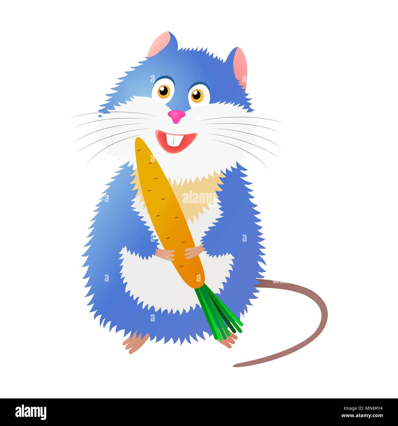 Cartoon hamster hält eine Karotte in der Hand Stock Vektor