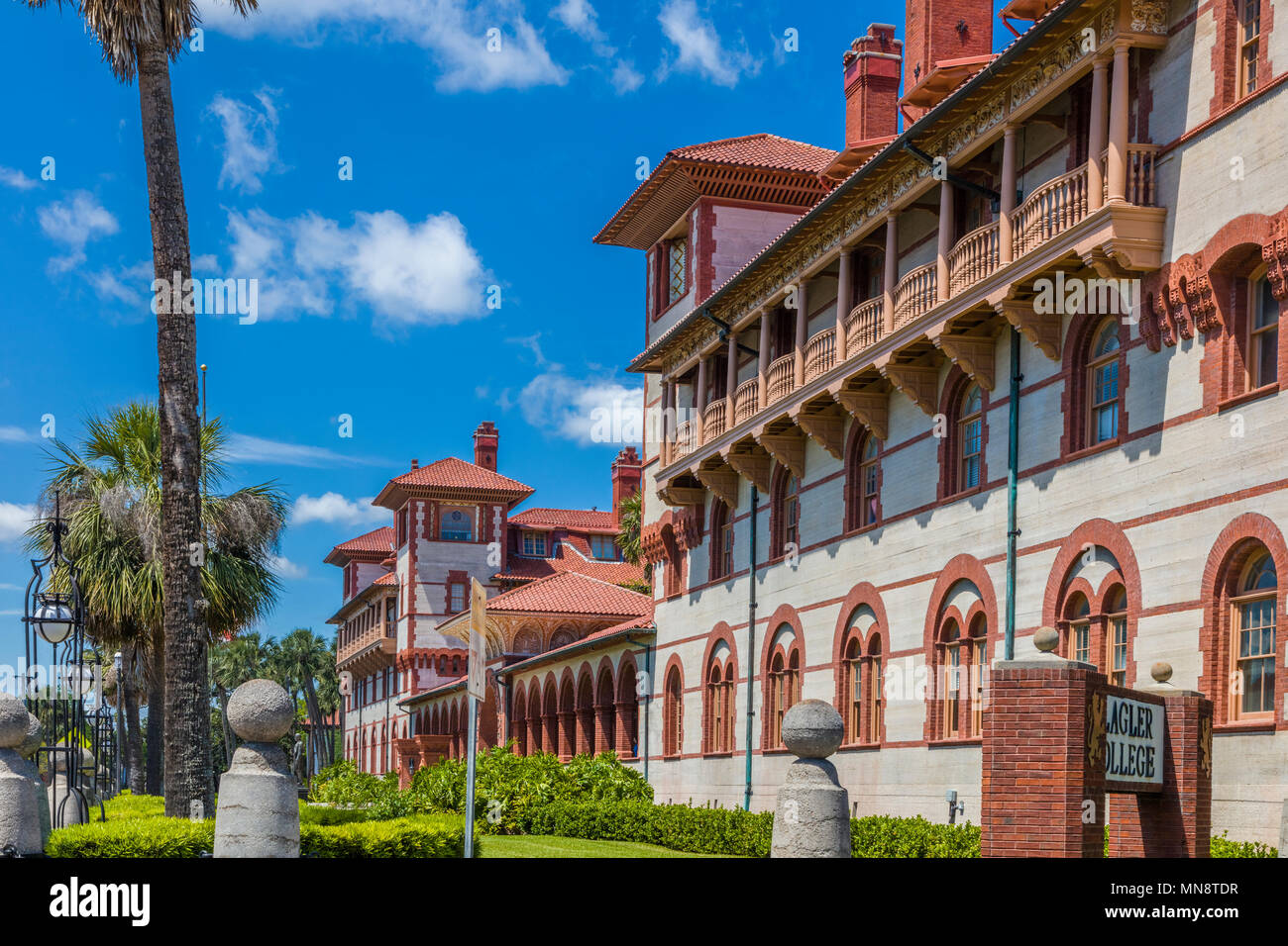 Flagler College in historischen St Augustine Florida das ehemalige Hotel Ponce de Leon als National Historic Landmark aufgeführt ist Stockfoto