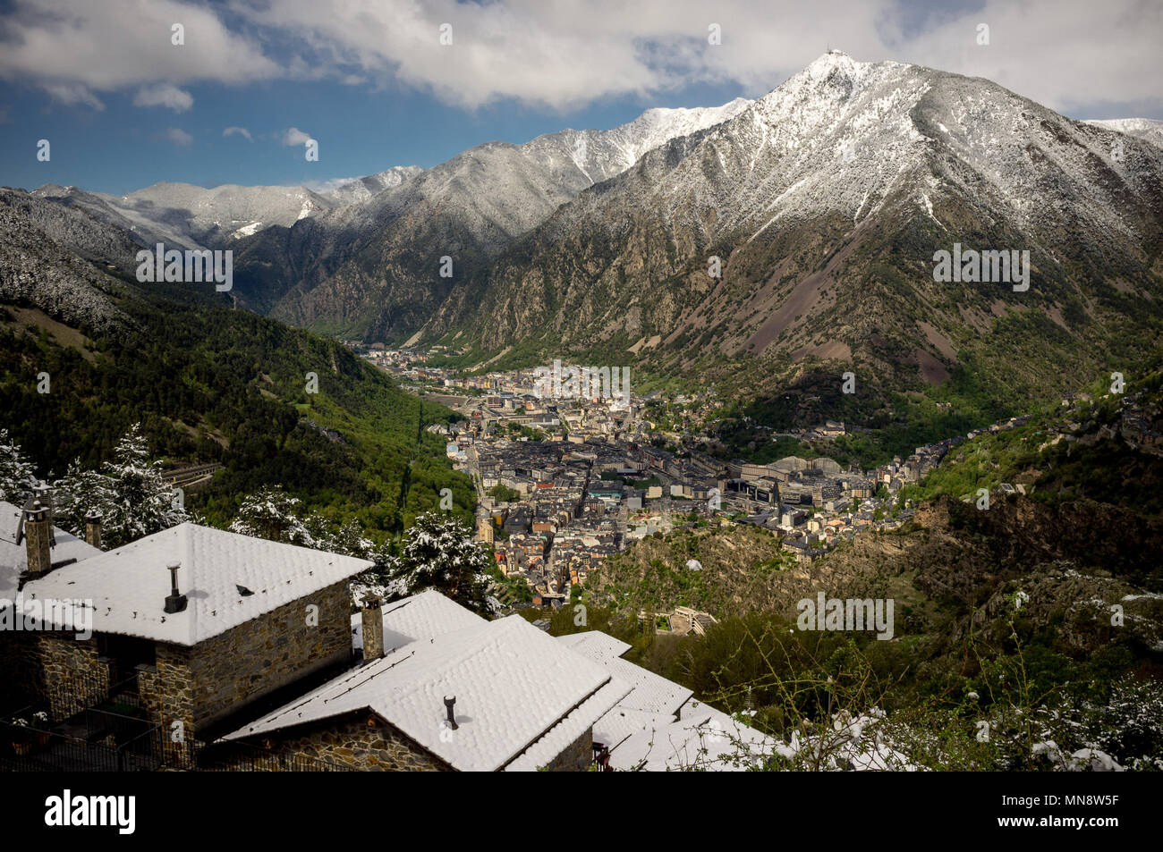 Anzeigen von Andorra la Vella Escaldes-Engordany Stockfoto