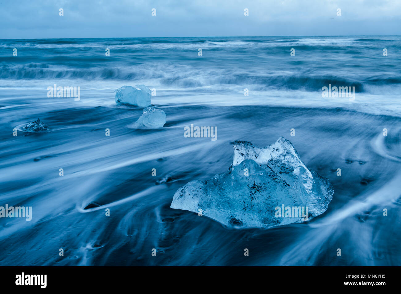 Eis Felsen bei Diamond Beach, Island april 2018 Stockfoto