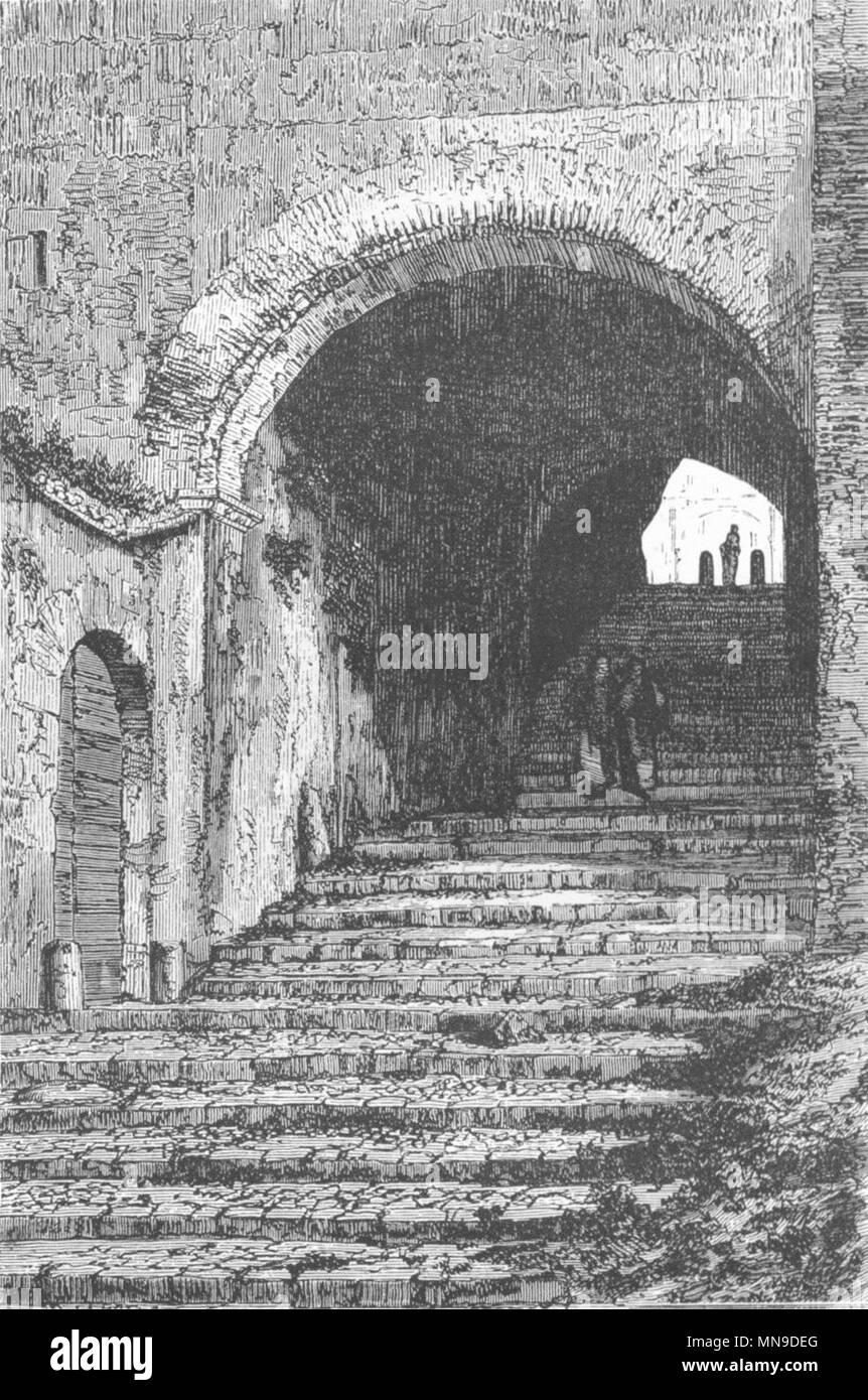 Rom. Gewölbte Passage, Lucrezia Borgia's Palace 1872 alte antike Bild drucken Stockfoto