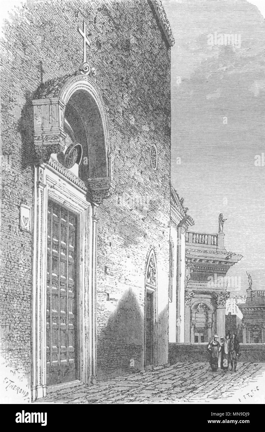 Rom. Principal Tür der Aracoeli 1872 alte antike vintage Bild drucken Stockfoto