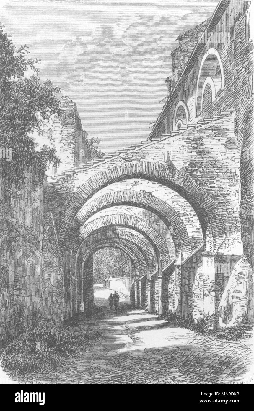 Rom. San Giovanni e Paolo Bögen, aus Coelia 1872 alte antike Bild drucken Stockfoto