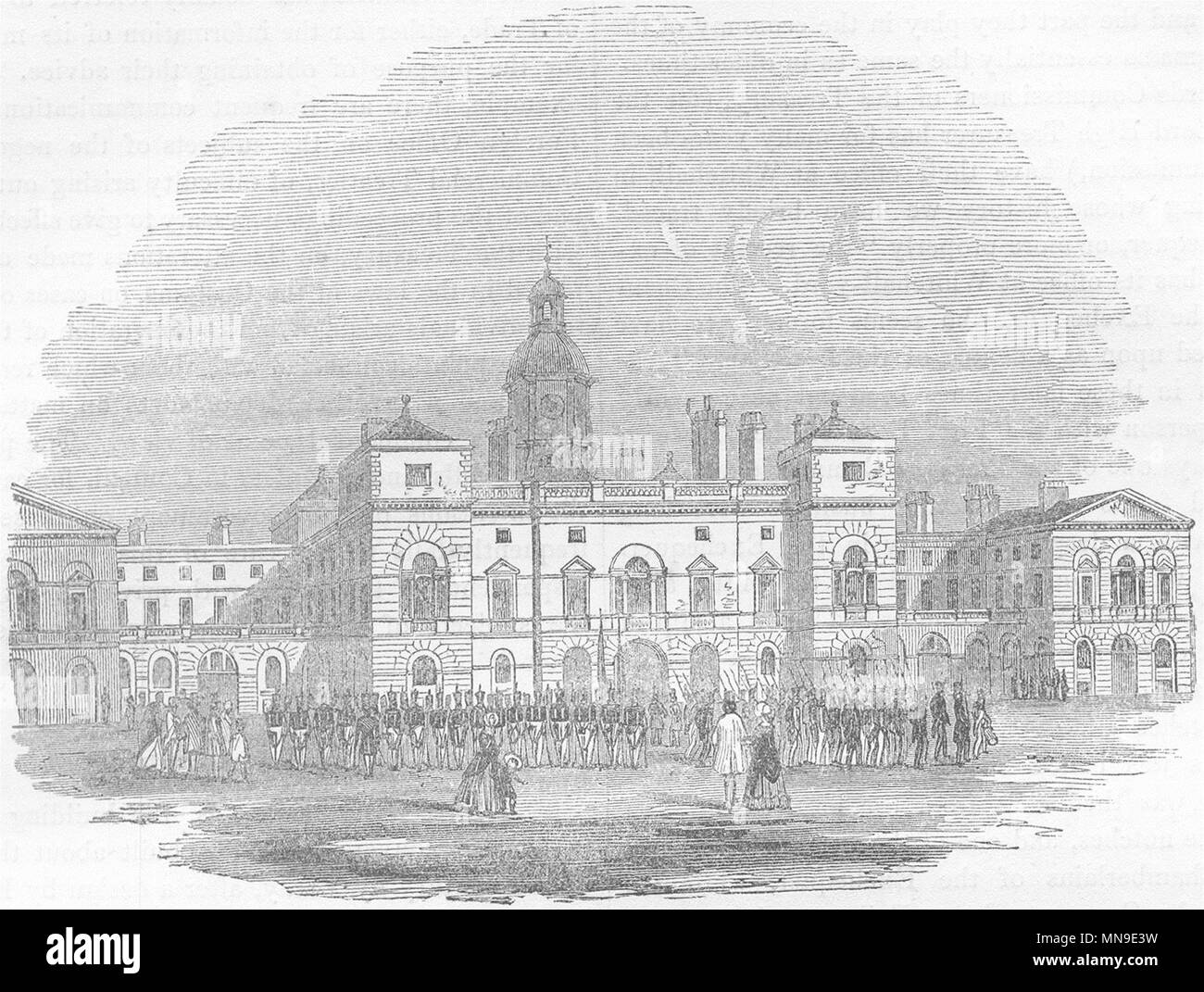 LONDON. Die Horse Guards, Park vor 1850 alte antike vintage Bild drucken Stockfoto