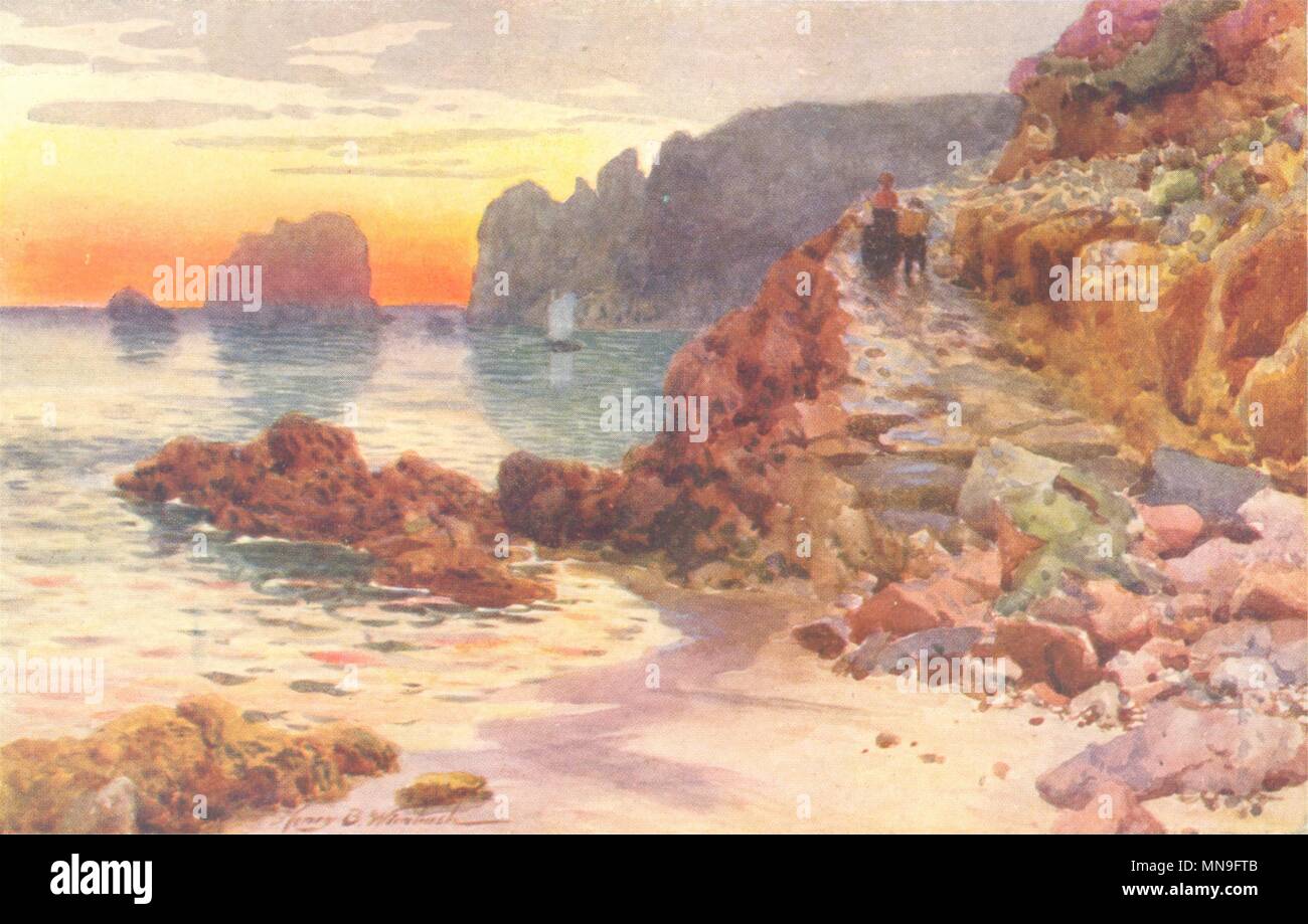 Kanal Inseln. Punkt Le Leiste, St. Brelade, Jersey 1904 alten, antiken Drucken Stockfoto