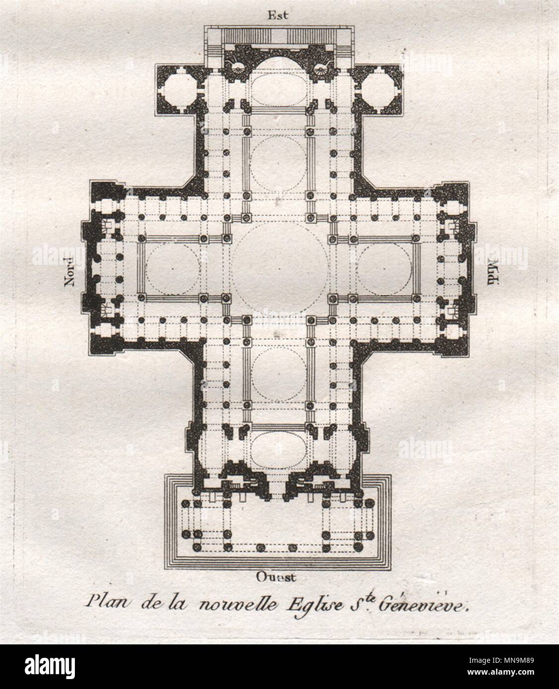 PARIS. Plan de la nouvelle Eglise Sainte-Génevieve. Aquatinta. Kleine 1808 Drucken Stockfoto