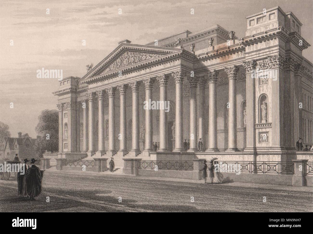 Die neue Fitzwilliam Museum, Cambridge. LE KEUX 1841 alte antike Bild drucken Stockfoto