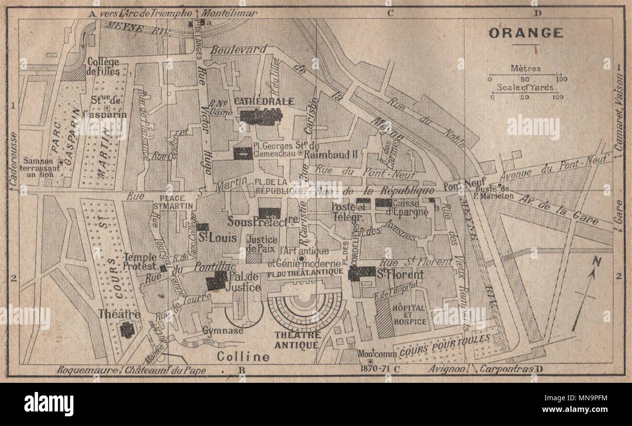 ORANGE vintage Town city plan de la Ville. Vaucluse 1925 alte vintage Karte chart Stockfoto