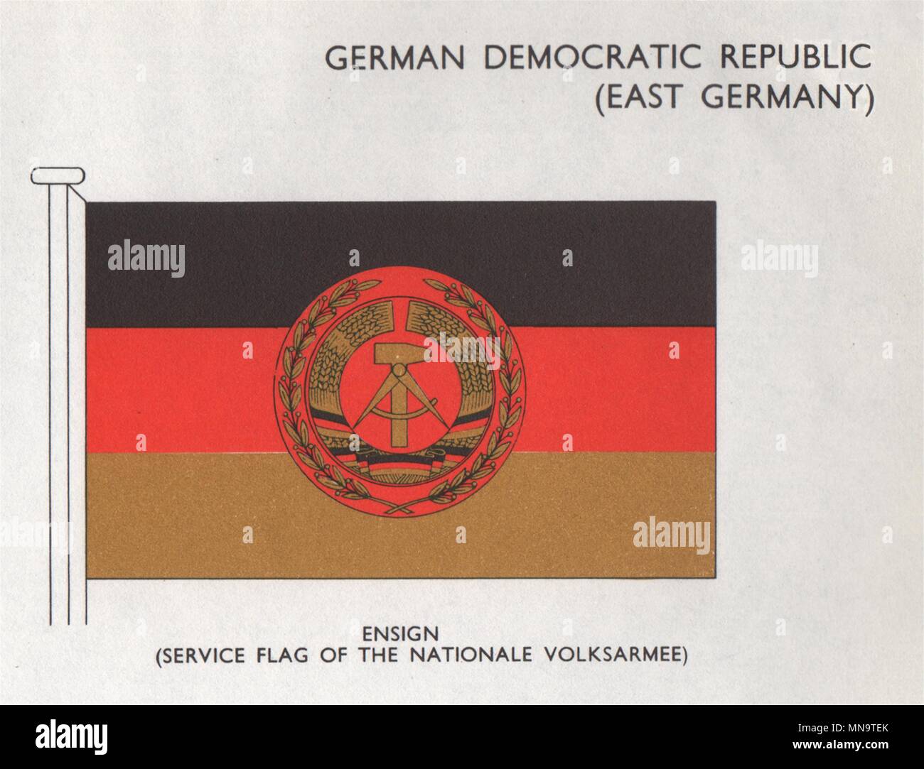 Deutsche Demokratische Republik (DDR) Flagge. Ensign 1958 alten Drucken Stockfoto