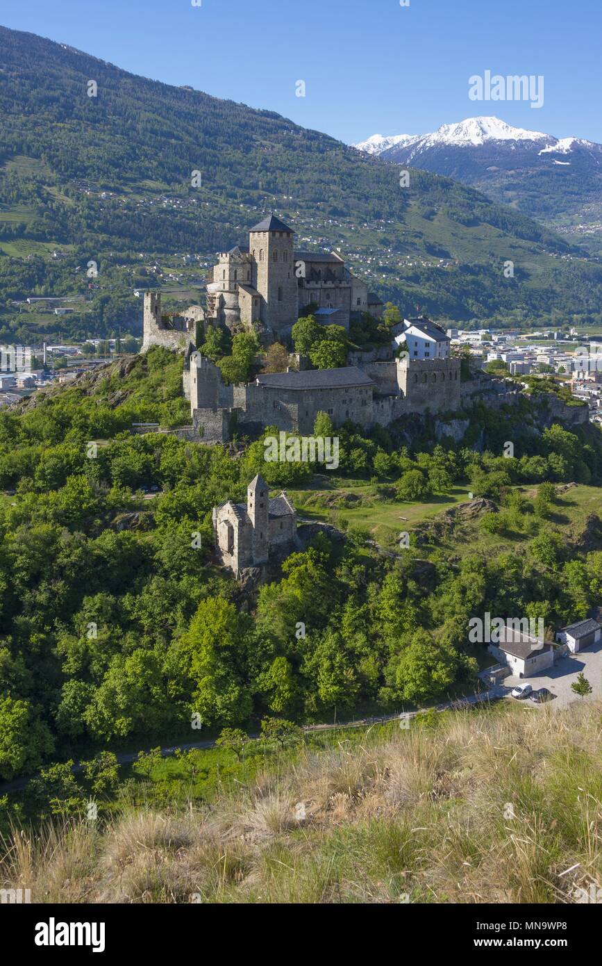 Schweiz Wallis Sitten Sion Notre-Dame de Valère - 5 Mai 2017 | Verwendung weltweit Stockfoto