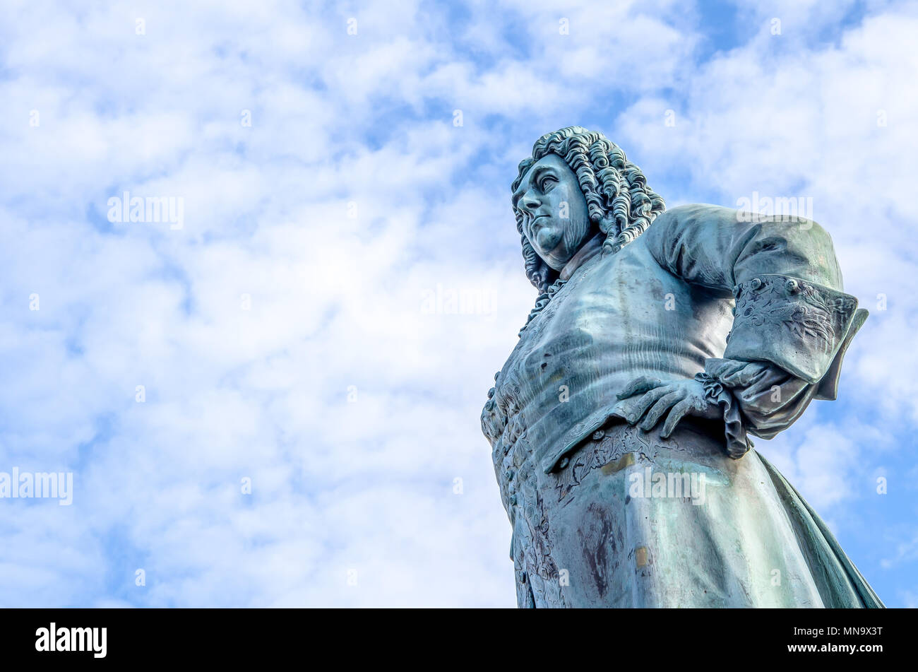 Georg Friedrich Händel Statue in Halle Saale, Innenstadt, Marktplatz Stockfoto