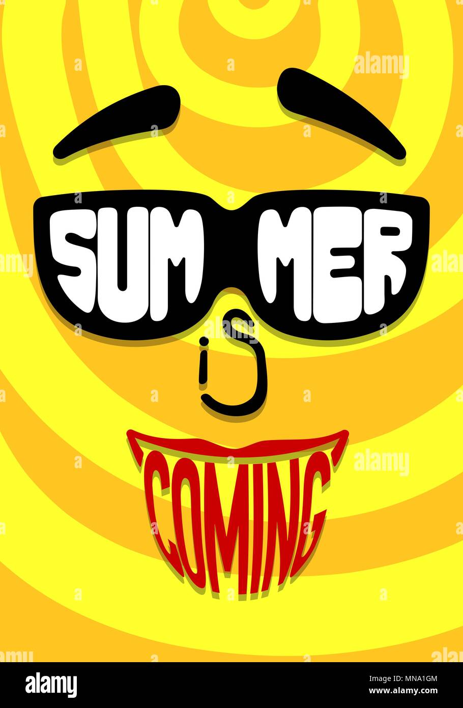 Der Sommer Kommt Inschrift Auf Einem Plakat Gesicht Mit