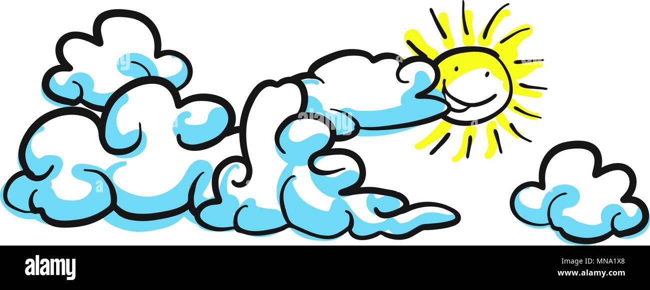 Abbildung Hintergrund Wolkenbildung mit Sun Stick, Hand gezeichnet Vektor Maßbild schwarzen Stift auf weißem Grund Stock Vektor Abbildung Hintergrund Wolkenbildung mit Sun Stick, Hand gezeichnet Vektor Maßbild schwarzen Stift auf weißem Grund Stock Vektor