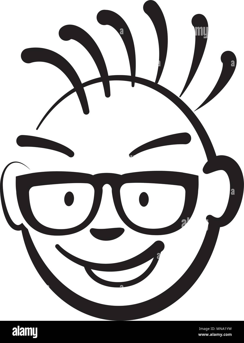 Strichmännchen Business Punk Kopf, Vektor Zeichnung auf weißem Hintergrund Stock Vektor
