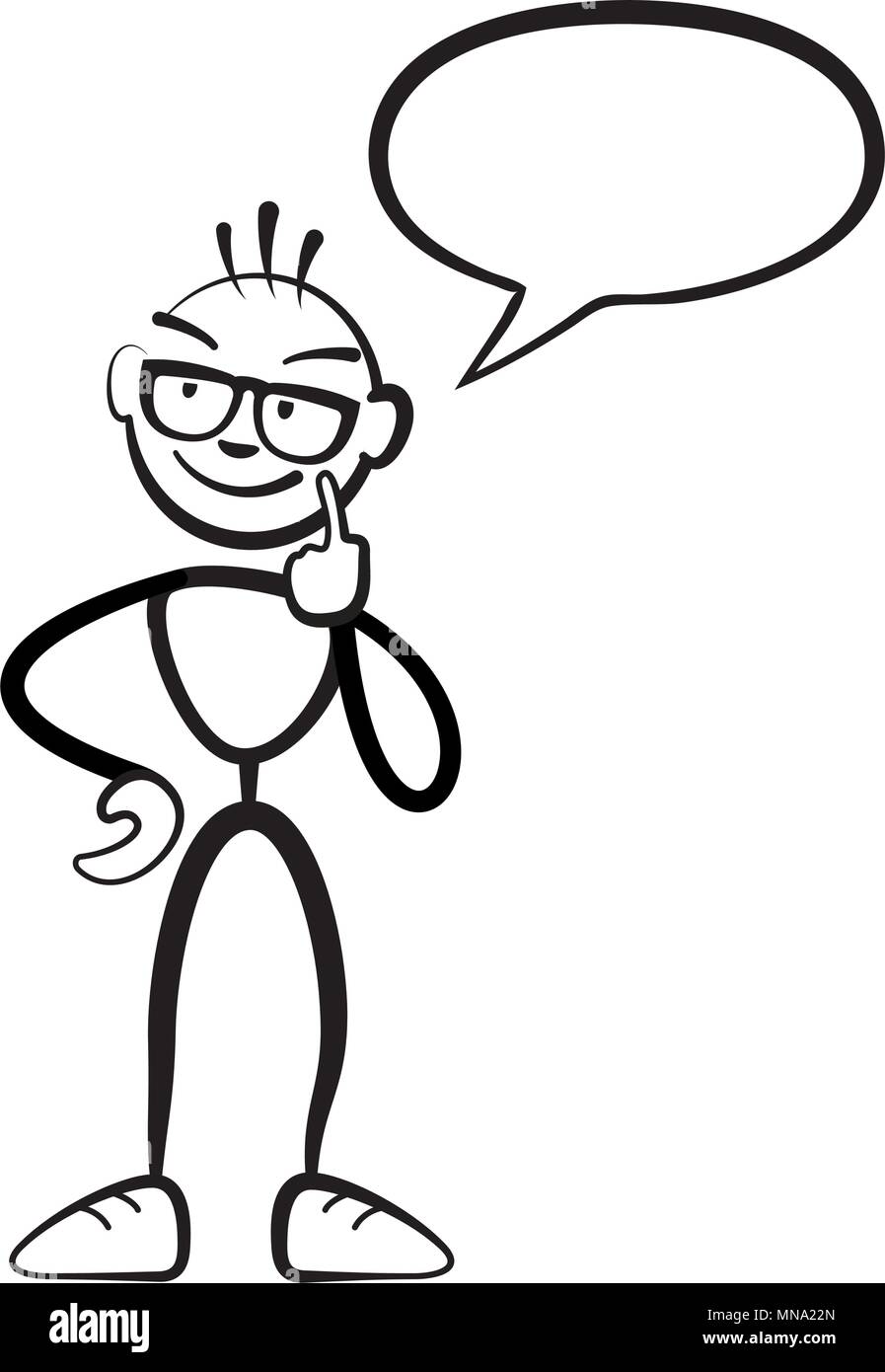 Abbildung mann Reflexion Sprechblase Persona, Stickman Vektor-zeichnung auf weißem Hintergrund Stick Stock Vektor