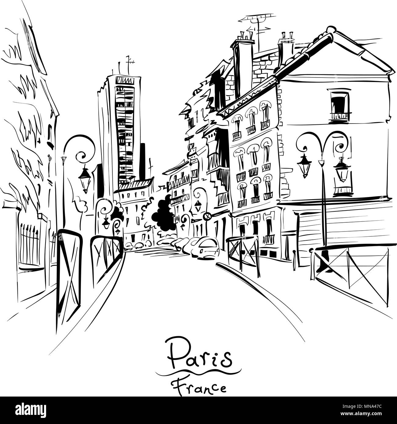 Gemütliche Paris, Frankreich Stock Vektor