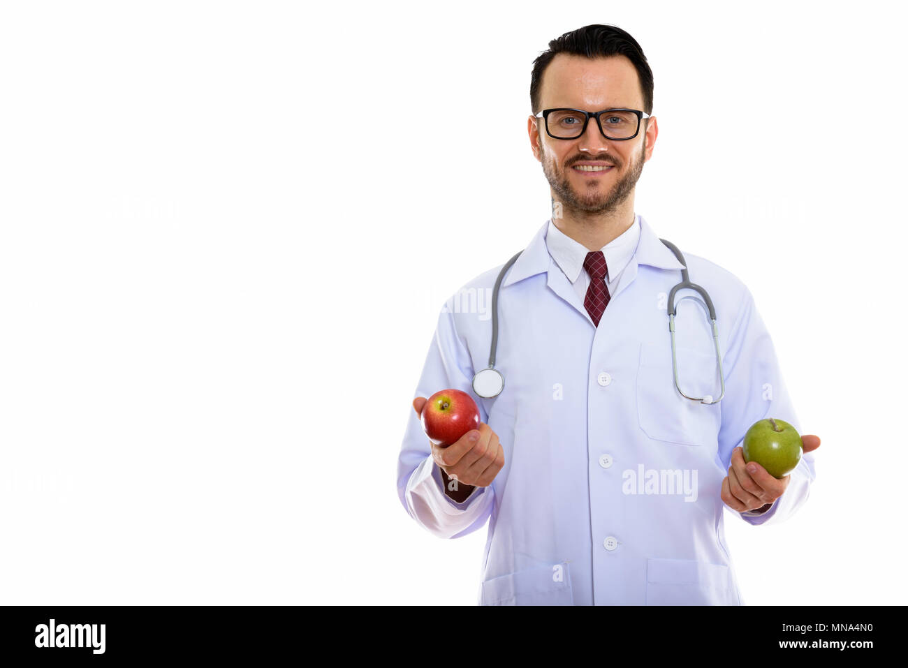 Die Jungen gut aussehenden bärtigen Mann Arzt Stockfoto