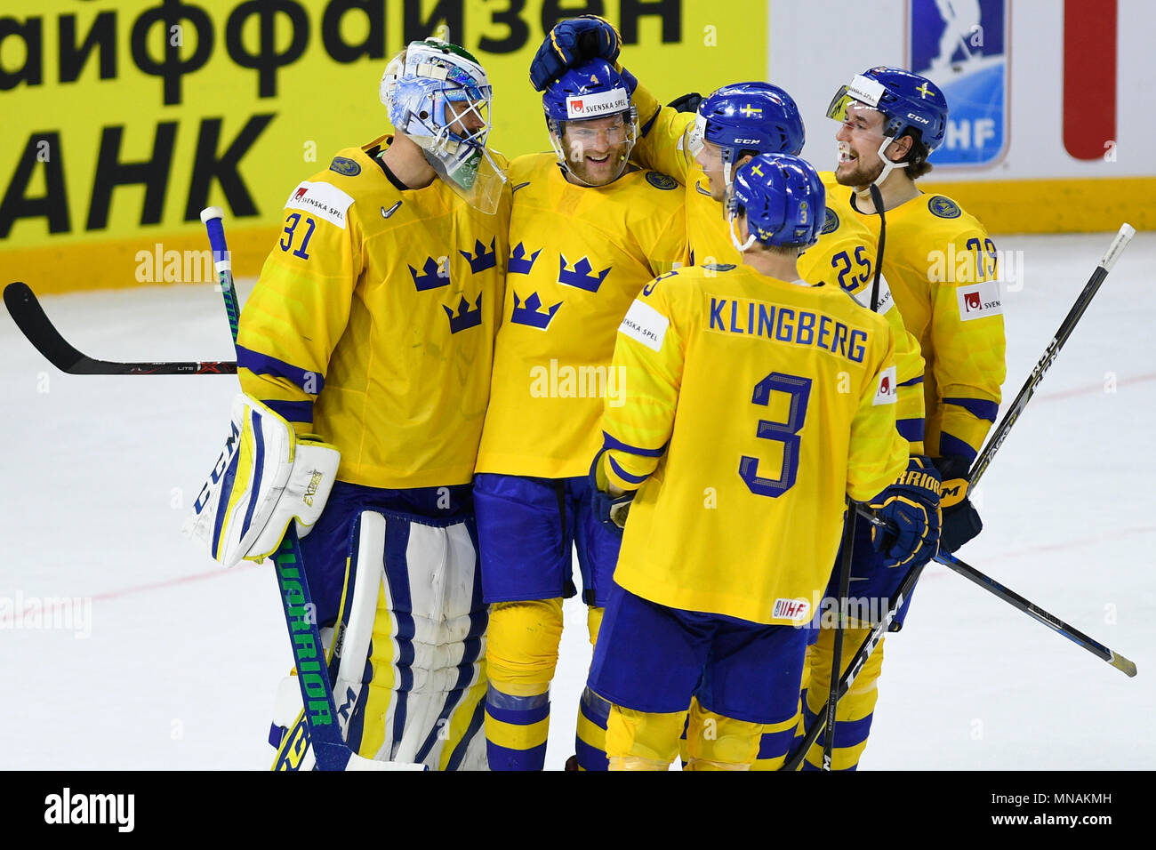Kodan Danemark 15 Mai 2018 Spieler Der Schwedischen Eishockey Nationalmannschaft Feiert 3 Ziel Wahrend Der Eishockey Wm Match Russland Vs Schweden In Kopenhagen Danemark 15 Mai 2018 Credit Ondrej Deml Ctk Photo Alamy Leben Nachrichten