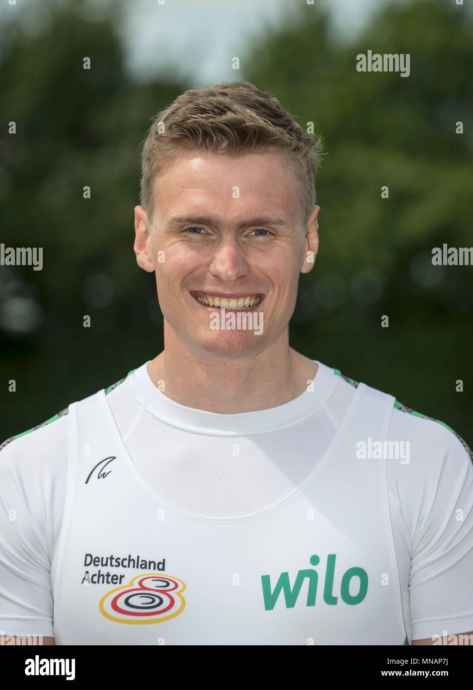 Dortmund, Deutschland. 03 Mai, 2018. Schlagmann Hannes OCIK, Schweriner RG, Deutschland, Rudern, Präsentation Germany-Achter, 03.05.2018 in Dortmund/Deutschland. | Verwendung der weltweiten Kredit: dpa/Alamy leben Nachrichten Stockfoto