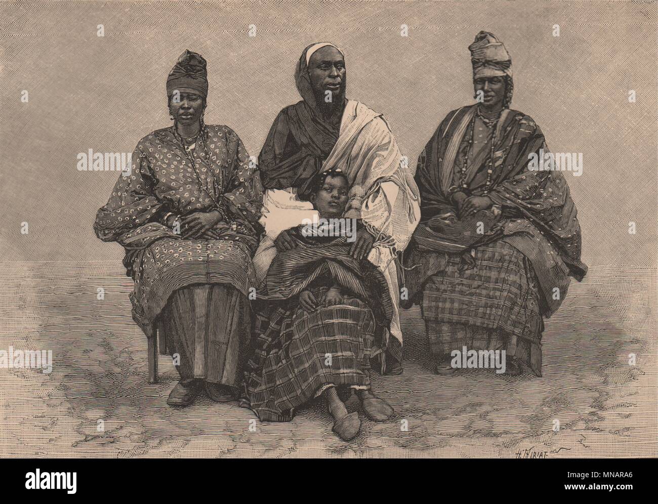 Toucouleur/Tukulor Menschen. Dolmetscher Alpha Sega & seine Schwestern. Senegal 1885 Stockfoto